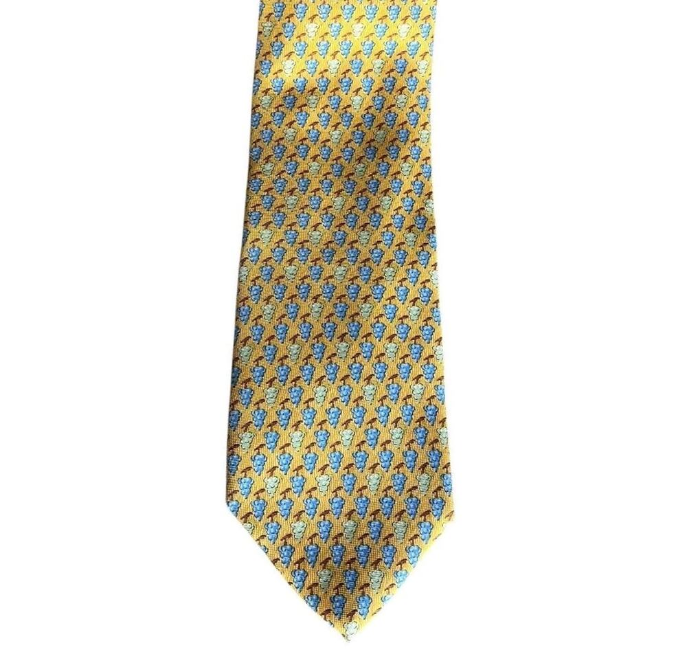 Frangi Tie Green And Purple Grape Pattern Made in Italy 100% Silk printed Mint